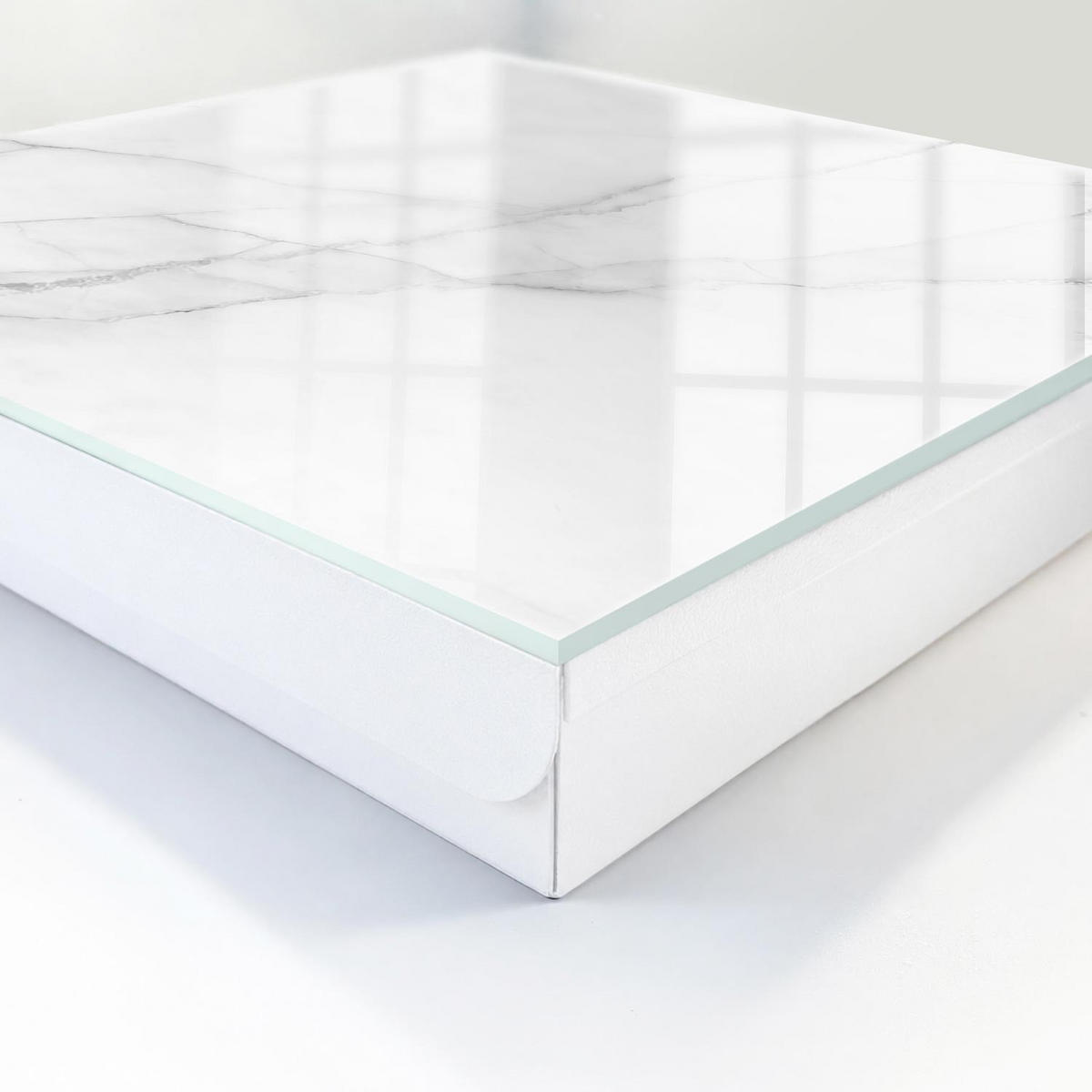 SCHLÜSSELBOX Weiß 30x30 cm – Türöffnung nach rechts - Marmor-Eleganz - Weiß, Metall (30/30/5cm) - TULUP