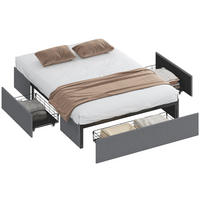 BETT 140x190 cm DE-14668 mit 3 Schubladen Grau - Grau, Metall (140/190cm) - ComfortXL