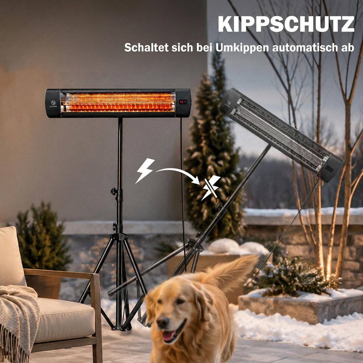 INFRAROT-HEIZSTRAHLER Aluminium Karbonfaser Schwarz - Schwarz, Metall (81/180/87cm) - Outsunny