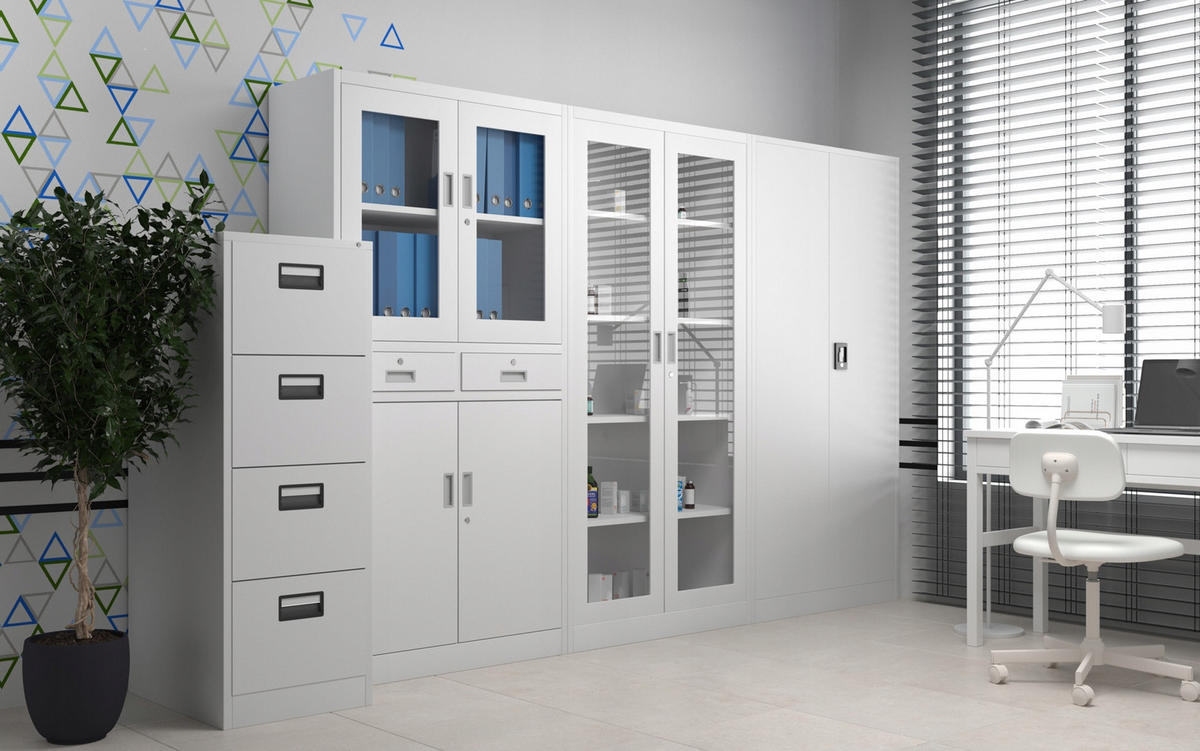 AKTENSCHRANK JAN 185x90x45 cm - Grau, Metall (90/185/40cm) - Jan Nowak