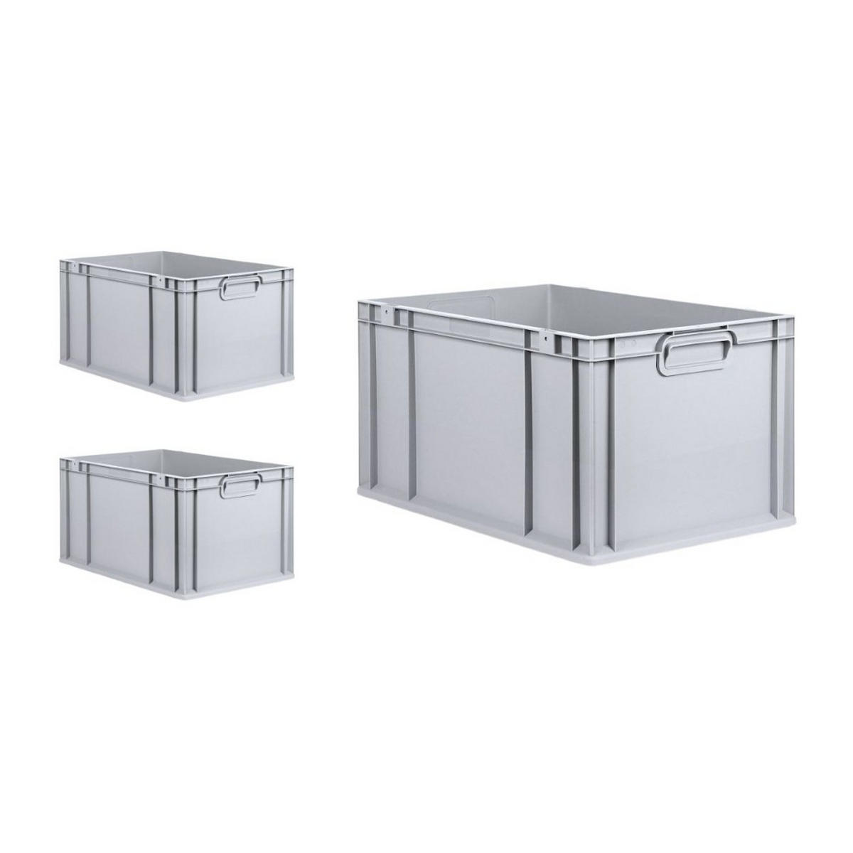 EUROBOX 3x Nextgen Economy Mit Scharnierdeckel Grau/Gelb Griffe Geschlossen 65 Liter - Gelb, Kunststoff (40/32/60cm) - PROREGAL