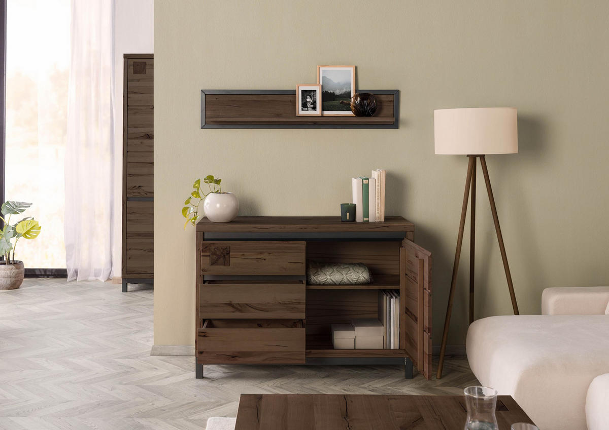 SIDEBOARD Kernbuche 120x45x85 tabacco braun geölt VILLANDERS #210 - Braun, Holz (120/85/45cm) - Massivmoebel24