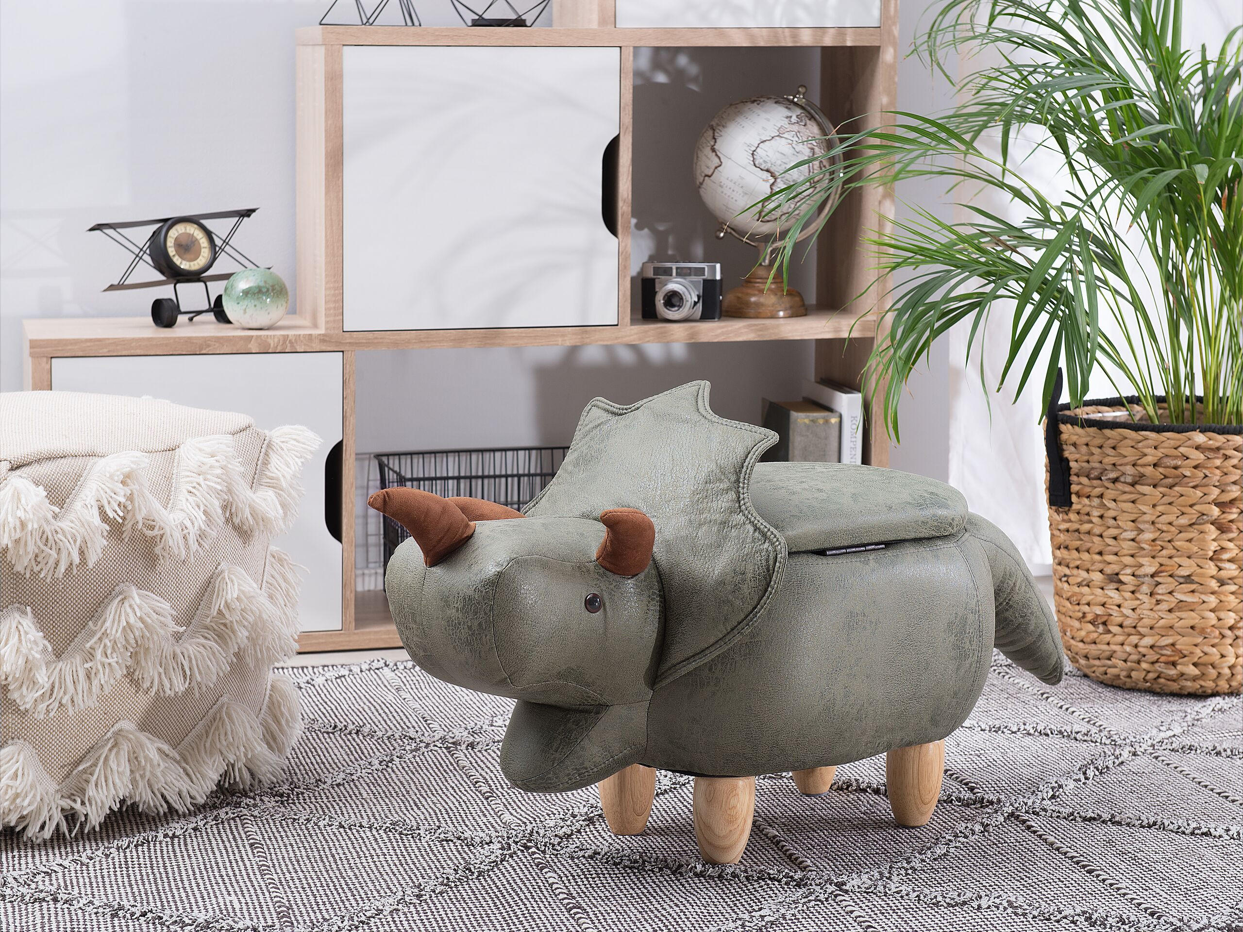 HOCKER Triceratops 42/92/56 cm - Grün, Kunststoff/Textil (92/56/42cm) - Beliani