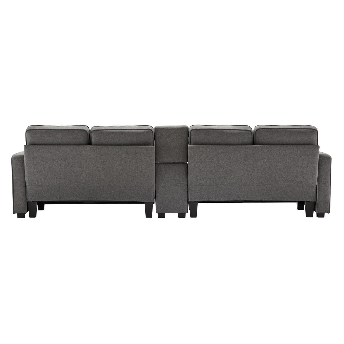 4-SITZER Sofa Leinenstoff mit Konsole USB-Anschluss und Getränkehaltern 290/83/88 cm Dunkelgrau - Dunkelgrau, Textil (88/290/83cm) - Redom