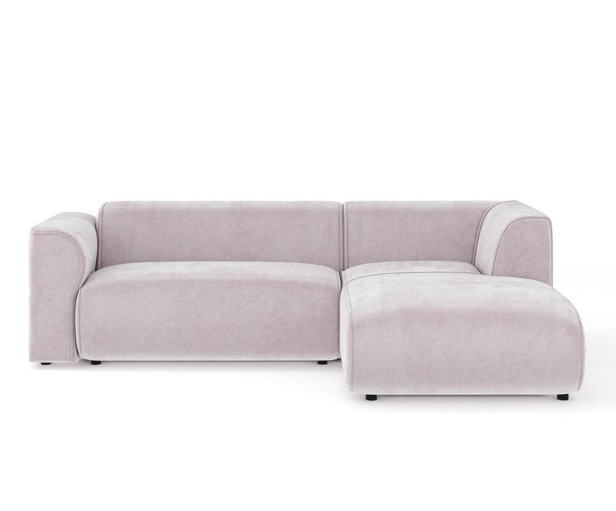 ECKSOFA Melani Lila Samtstoff - Rechts Seite - Flieder/Schwarz, Holz/Holzwerkstoff (162/256cm) - Maison de Reve