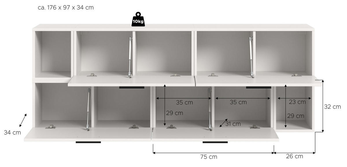 WOHNWAND Primo (B/H/T: ca. 176/97/34 cm) in Weiß/weiß - Weiß, Holzwerkstoff (176/97/34cm)