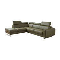 ECKSOFA Gotham Echtleder mit Bettfunktion Olivgrün - Olivgrün, Leder/Metall (227/237cm)
