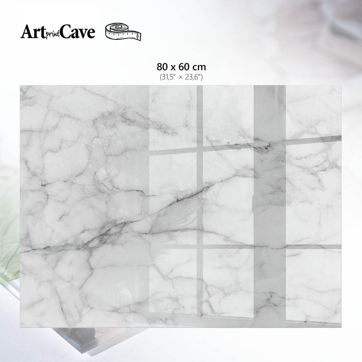 GLASPLATTE 80x60 cm – Marmor-Eleganz - Braun, Glas (0.4/80/60cm) - ArtPrintCave