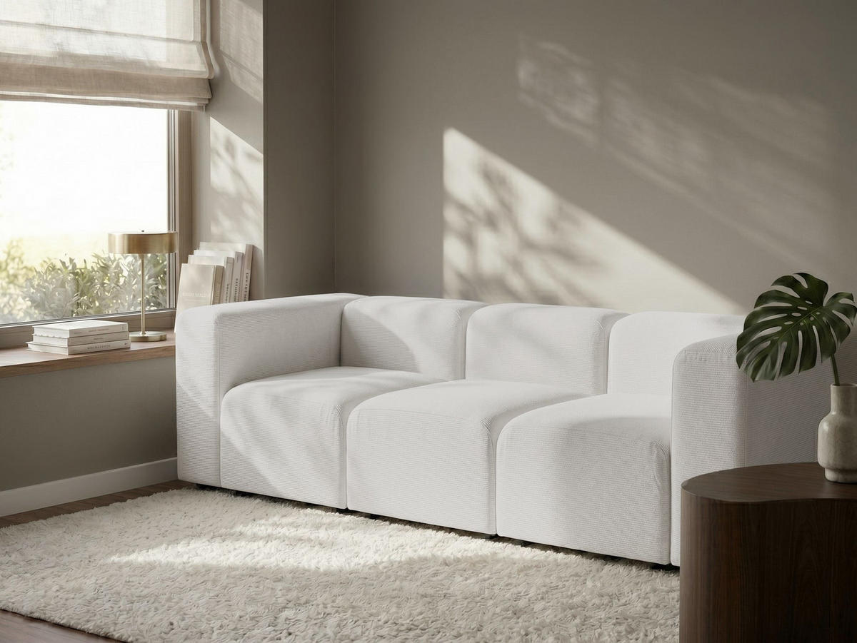 MODULÁRNÍ POHOVKA 3-místná Krémově bílá Manšestr Falsterbo - krémová, textil (278/70/105cm) - Beliani
