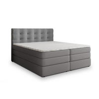 BOXSPRINGBETT AREZI 140x200 cm mit Matratze und Topper - Grau - Grau, Holz (140/200cm) - MASSENO