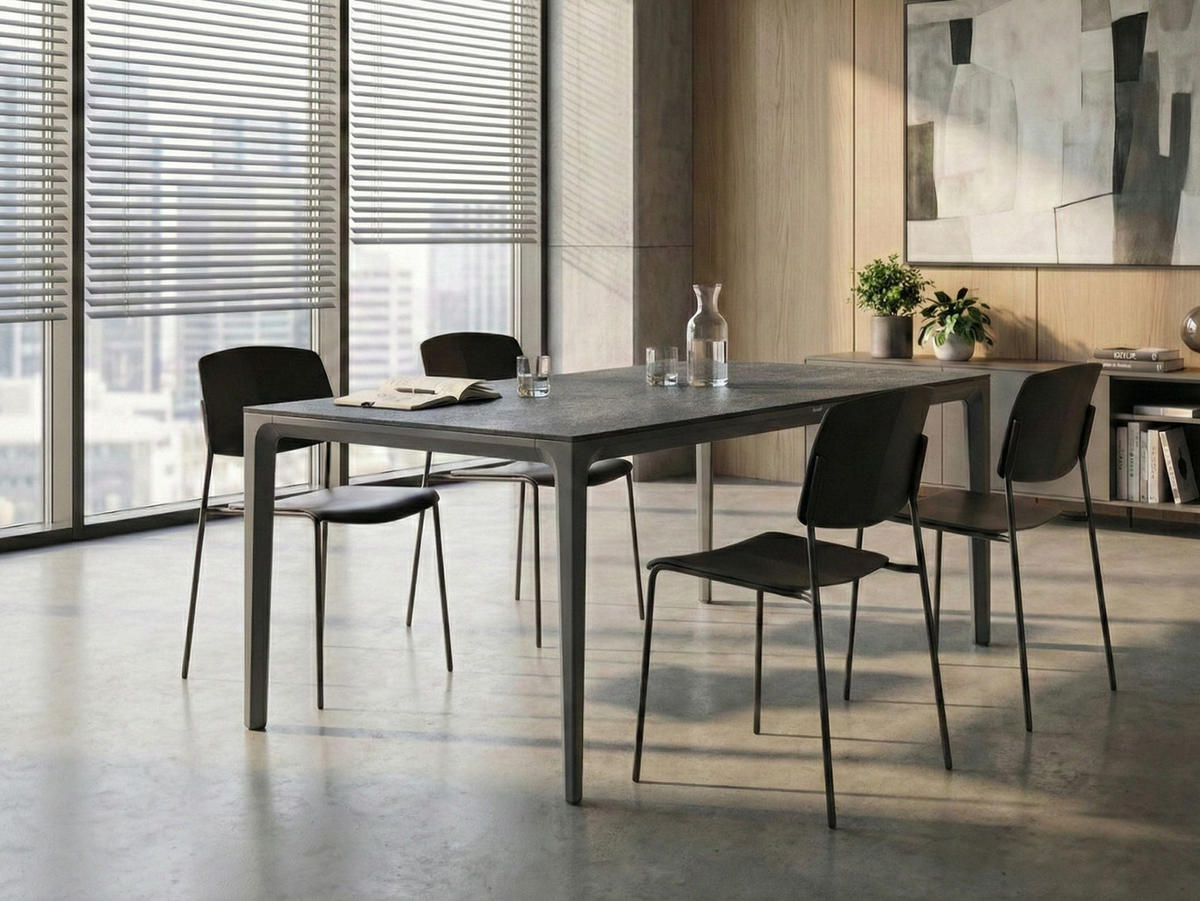 KONFERENZTISCH 90/180 cm Dunkelgrau Sovareto - Dunkelgrau, Kunststoff (180/90/75cm) - Beliani