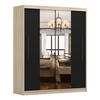 SCHIEBETÜRENSCHRANK - NICO 01 Sonoma + Schwarz - Schwarz/Sonoma Eiche, Holzwerkstoff/Metall (204/218/58cm) - Möblo