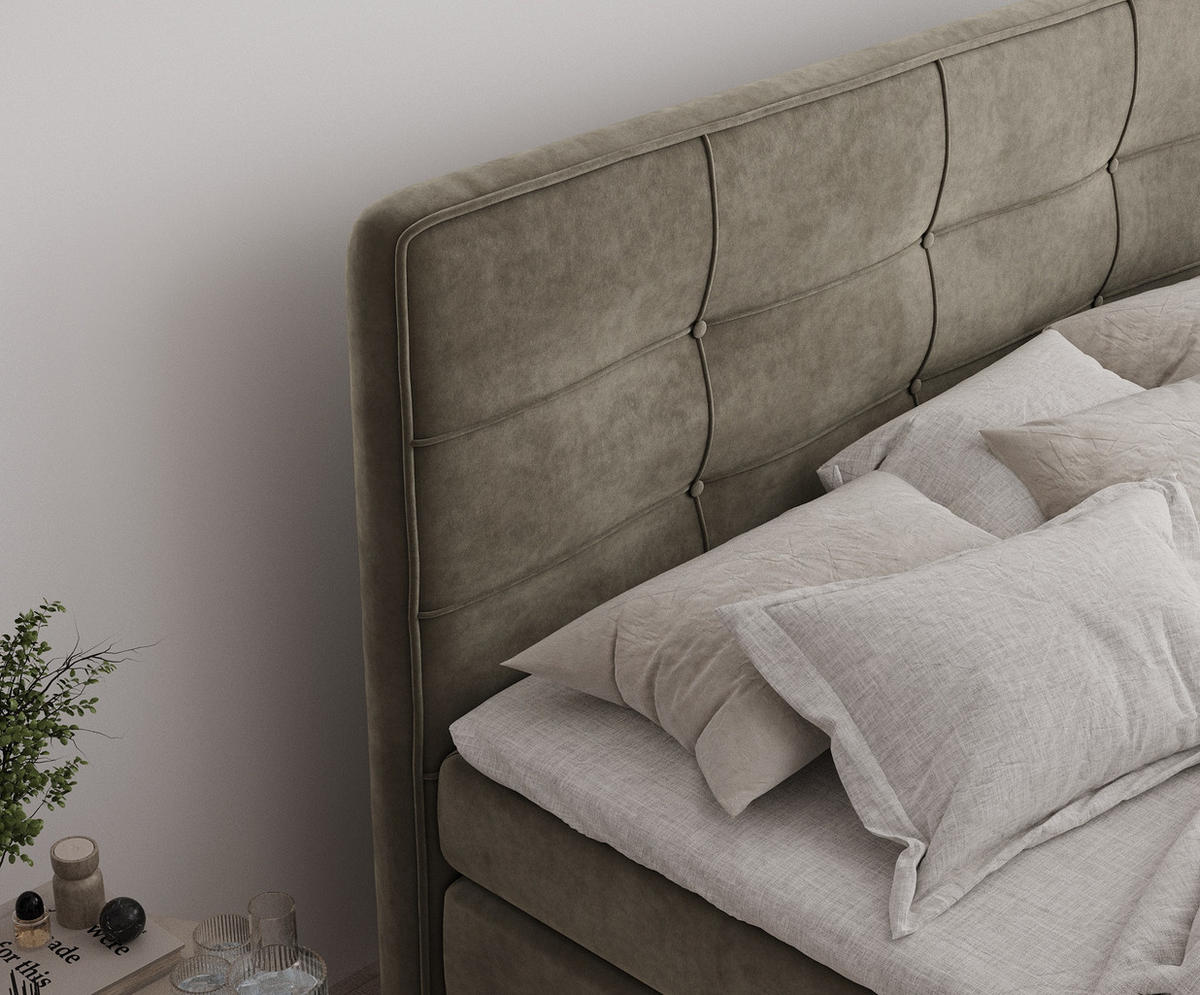 BOXSPRINGBETT Semplice Taupe 140/200 cm - Taupe/Schwarz, Holz/Holzwerkstoff (140/200cm) - Maison de Reve