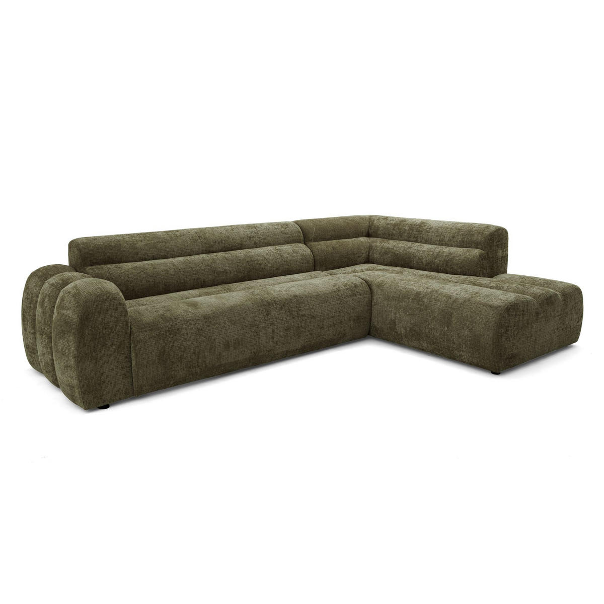 4-SITZER modulares Ecksofa VEER L Rechts, 283 x 190 cm, Chenille Webstoff Grün - Schwarz/Grün, Holz/Kunststoff (190/283cm) - Muffo