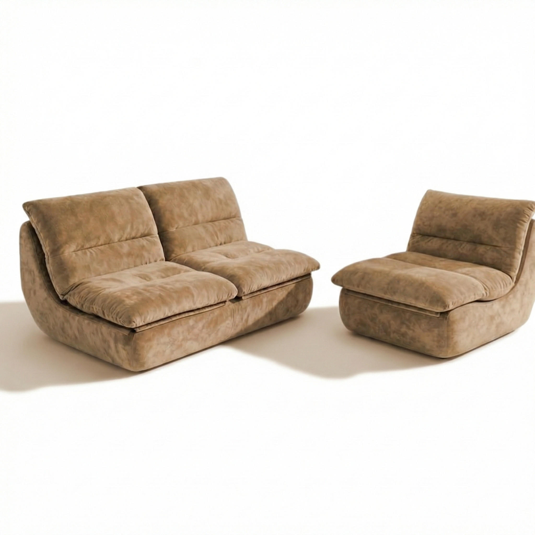 SITZGARNITUR Nuvia Sofa und Sessel Sand und Sand - Beige, Textil (160/73/100cm) - COCO Living