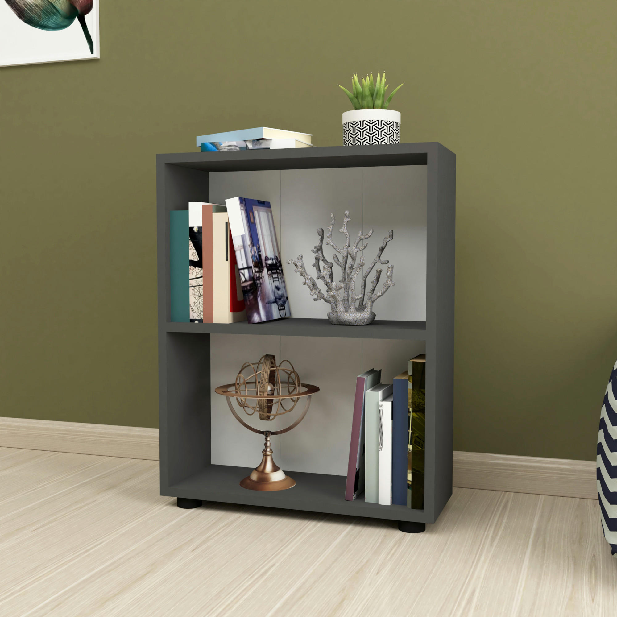 BÜCHERREGAL Vara - Anthrazit, Holzwerkstoff (55/72/20cm) - [en.casa]