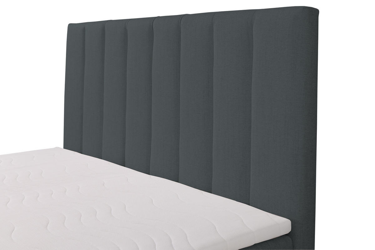 BOXSPRINGBETT SERANO mit Topper und Bettkasten, Grau, 200x200 cm - Grau, Textil (200/200cm) - KS Home Concept