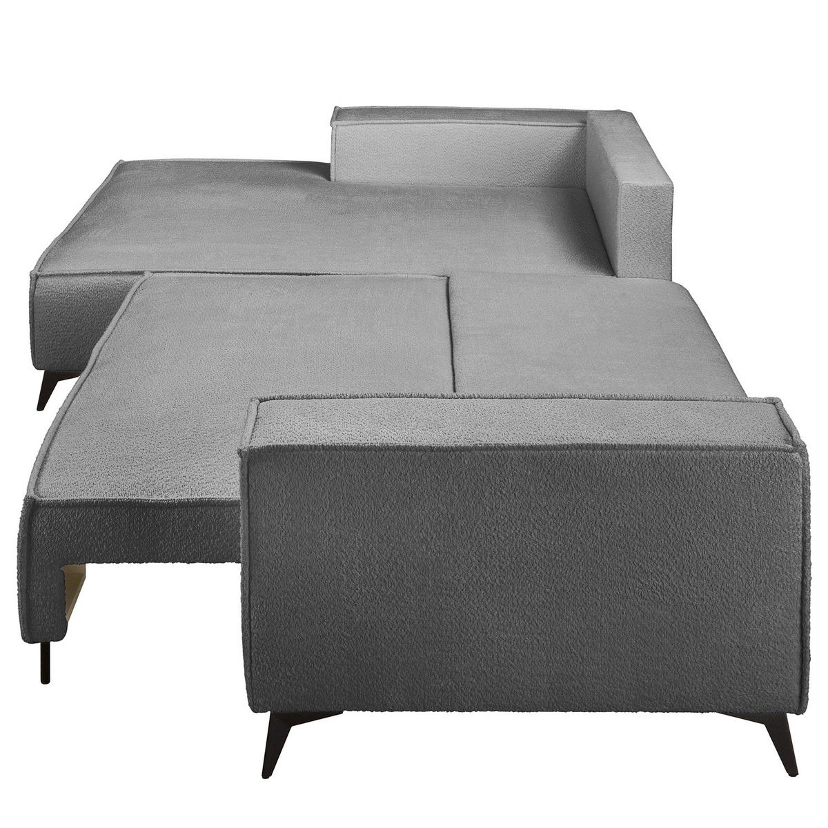 ECKSOFA mit Schlaffunktion - Silberfarben/Schwarz, Textil (294/185cm) - home24