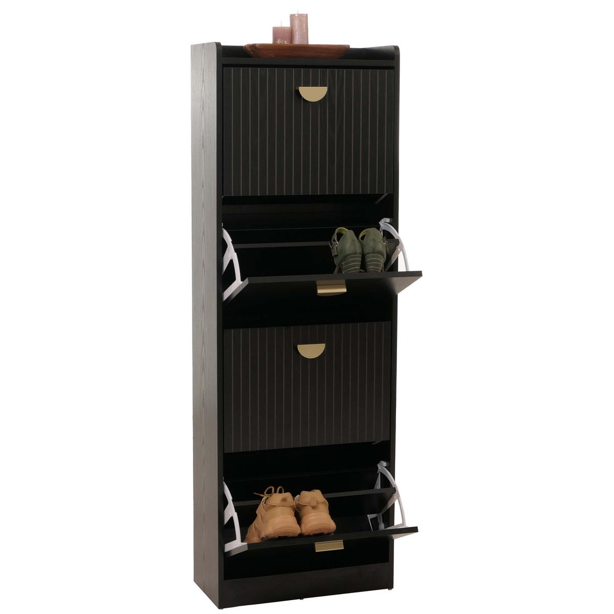 SCHUHSCHRANK Schwarz - Schwarz, Holzwerkstoff (50/148/24cm) - MCW