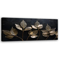 WANDBILD minimalismus hinterlässt pflanzen glamour abstraktion - Goldfarben, Textil (90/30cm) - Feeby