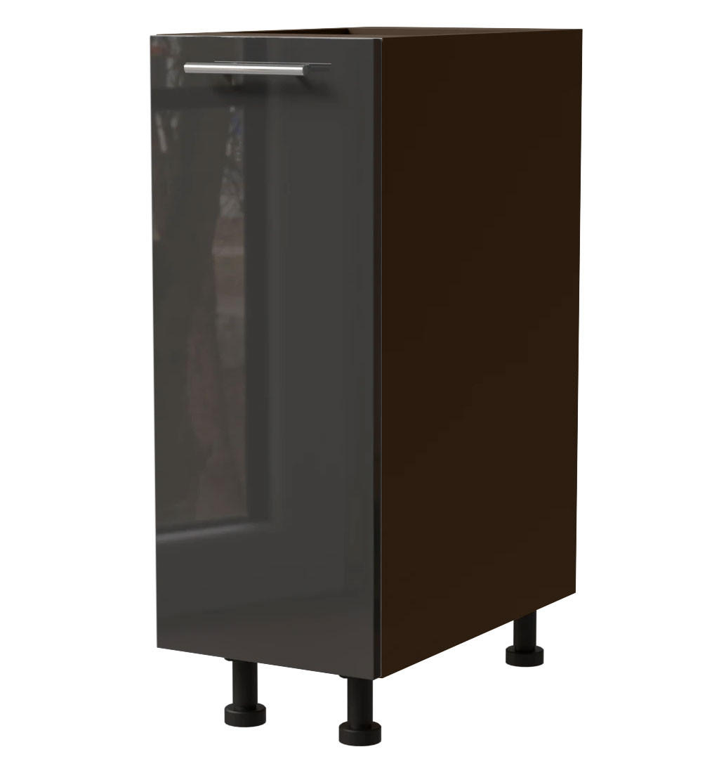 KÜCHENUNTERSCHRANK Essen D1D/30/kargo Graphit Hochglanz / Lava Matt 30 / 50 / 82cm - Dunkelgrau/Graphitfarben, Holz/Holzwerkstoff (30/82/50cm) - Feldmann-Wohnen