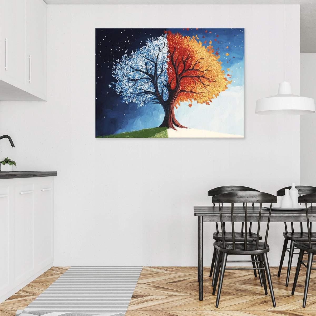 LEINWANDBILD Abstrakt Baum Bunt Modern 100x70 - Multicolor, Holzwerkstoff (100/70cm) - Wallarena