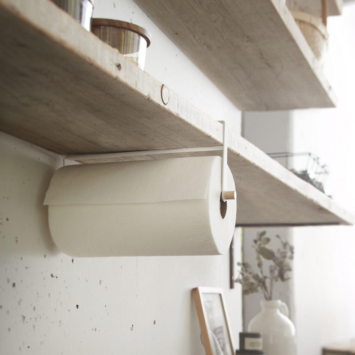 KÜCHENROLLENHALTER Tosca 2418 Weiß Metall/Holz 15.5/2/30 cm - Weiß, Metall (2/15.5/30cm) - Yamazaki