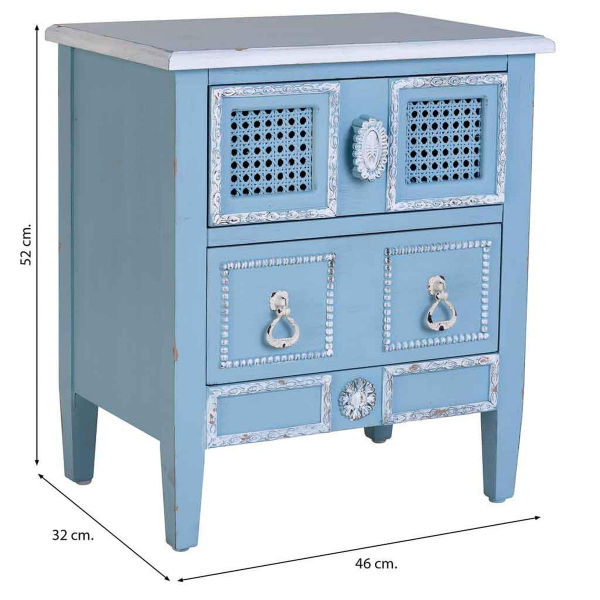 NACHTTISCH aus Holz, blau, 46x32x52cm - Blau, Holz (46/52/32cm) - Wanderlust