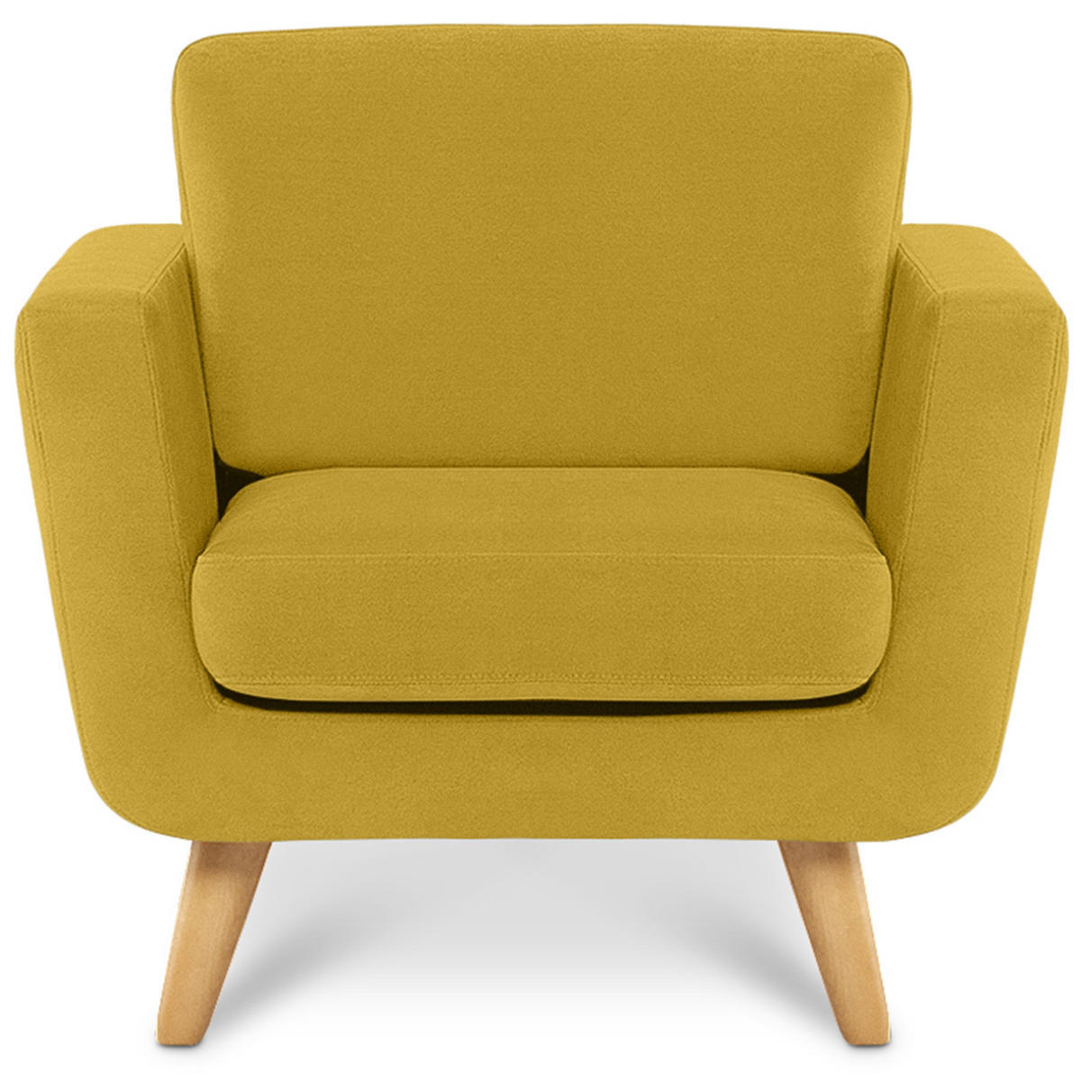 SESSEL TAGIO Massivholz-Beine, Gelb - Gelb/Braun, Buchenholz/Textil (86/80/88cm) - KONSIMO®