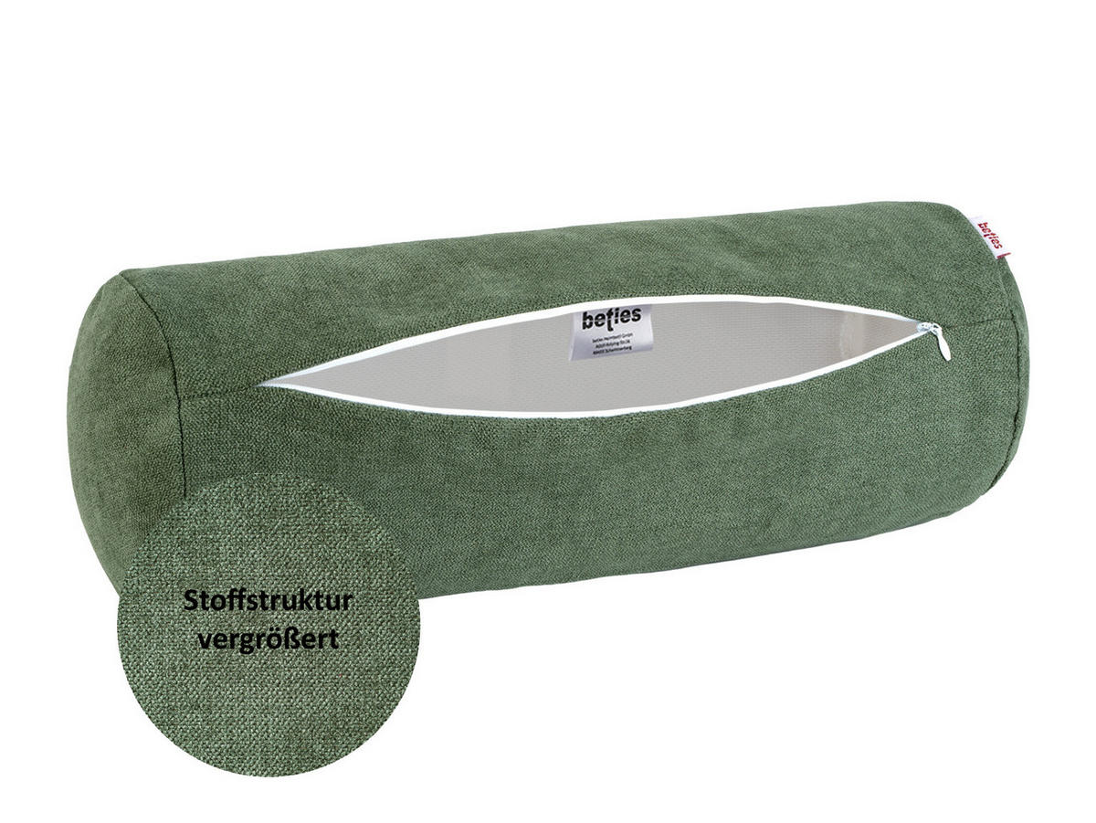 NACKENROLLENHÜLLE FarbTon Chenille-Haptik oliven-grün 40/15 cm - Dunkelgrün, Textil (15/40cm) - beties Heimtextil