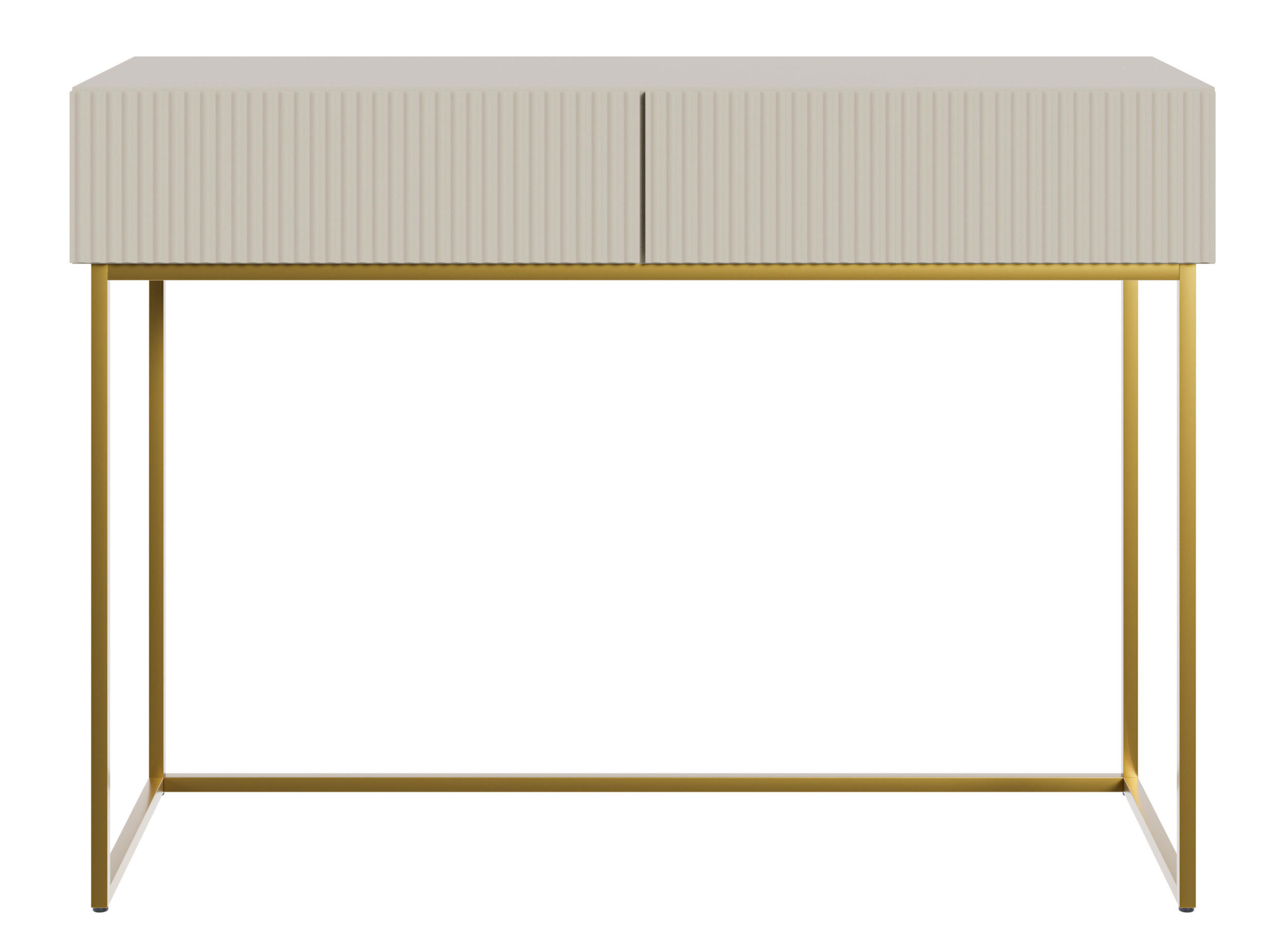 SCHMINKTISCH Veldio Graubeige mit goldenen Beinen110 cm - Greige/Goldfarben, Holzwerkstoff/Metall (110/79/40cm) - Selsey