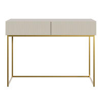 SCHMINKTISCH Veldio Graubeige mit goldenen Beinen110 cm - Greige/Goldfarben, Holzwerkstoff/Metall (110/79/40cm) - Selsey