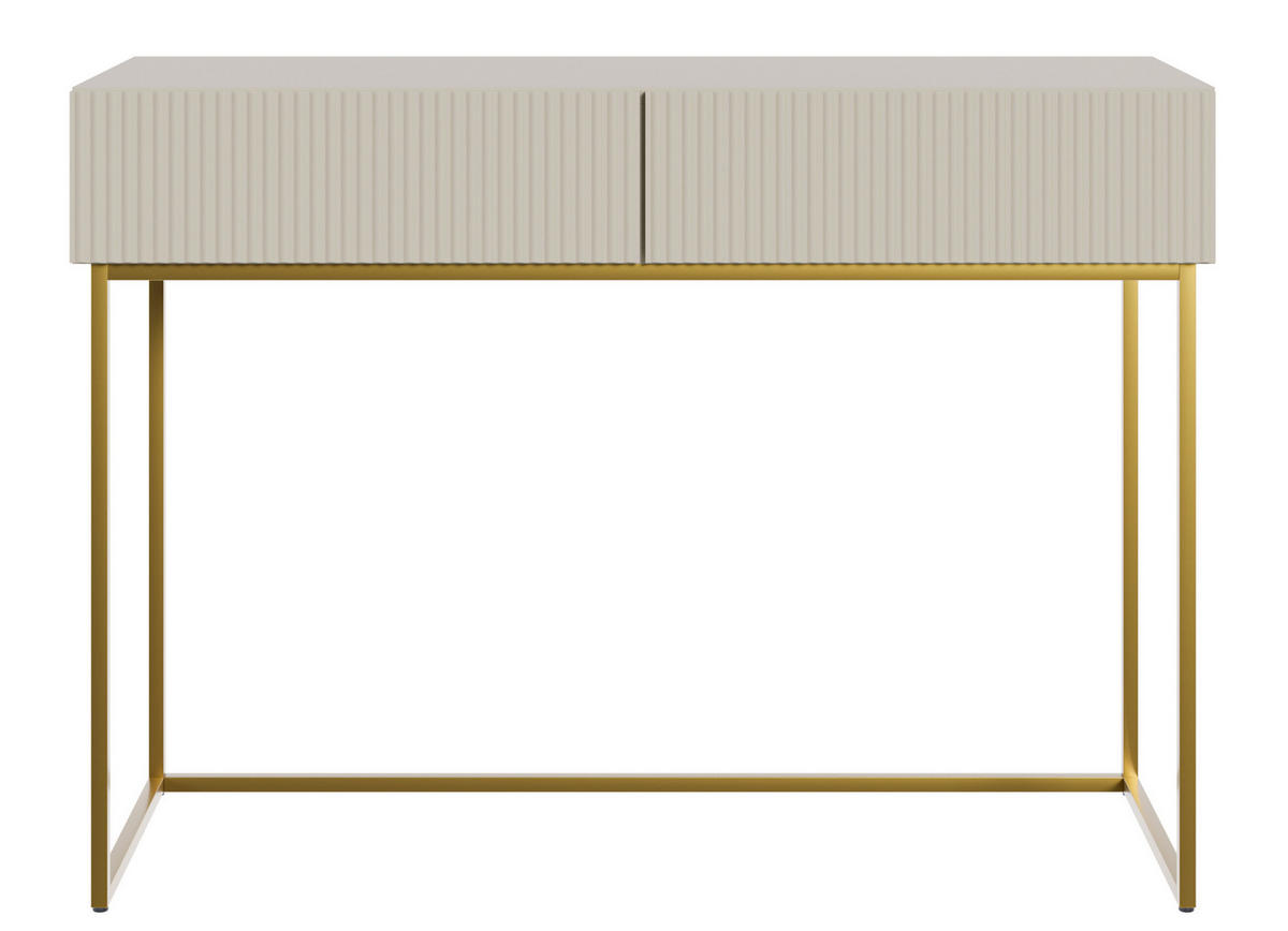 SCHMINKTISCH Veldio Graubeige mit goldenen Beinen110 cm - Greige/Goldfarben, Holzwerkstoff/Metall (110/79/40cm) - Selsey