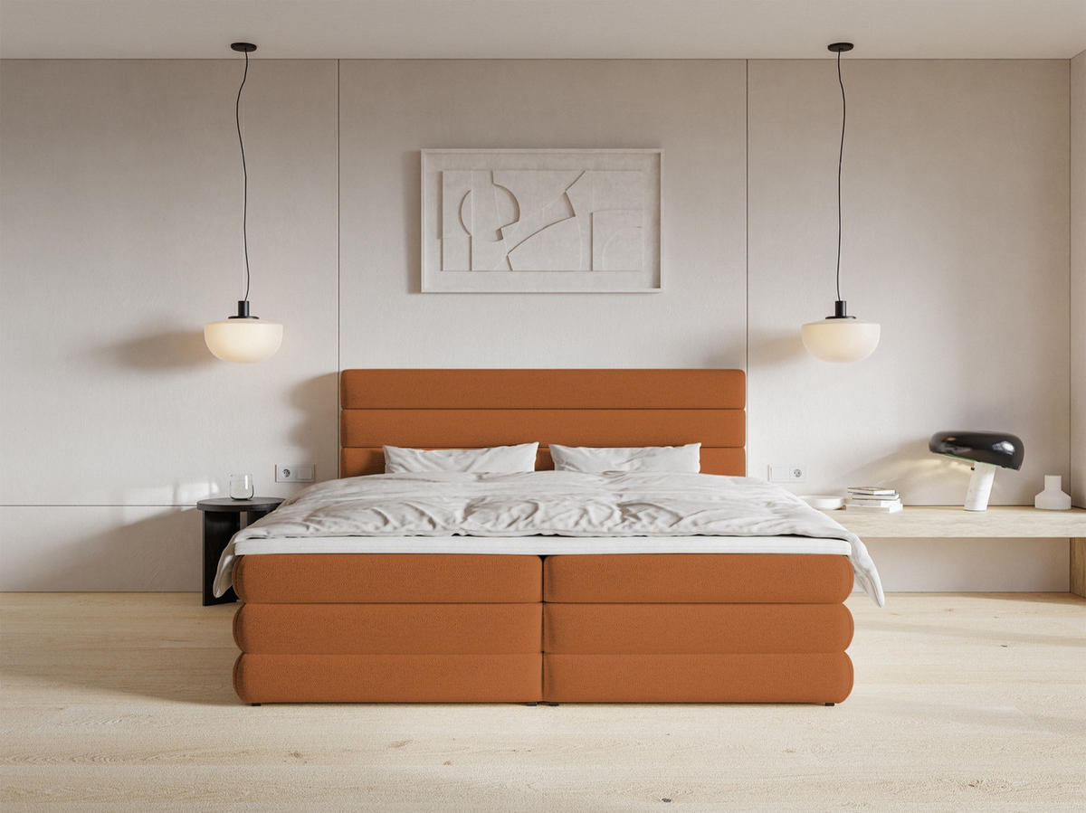 BOXBETT ALEGRE Kupferbraun 180x200 cm - Schwarz/Kupferfarben, Holz/Textil (180/200cm) - Selsey