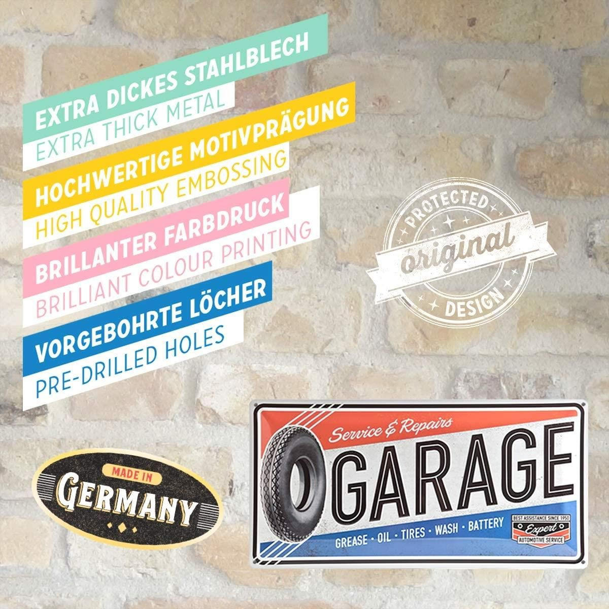 BLECHSCHILD 25/50 cm Best Garage Garage - Multicolor, Metall (50/25/1cm) - Nostalgic-Art
