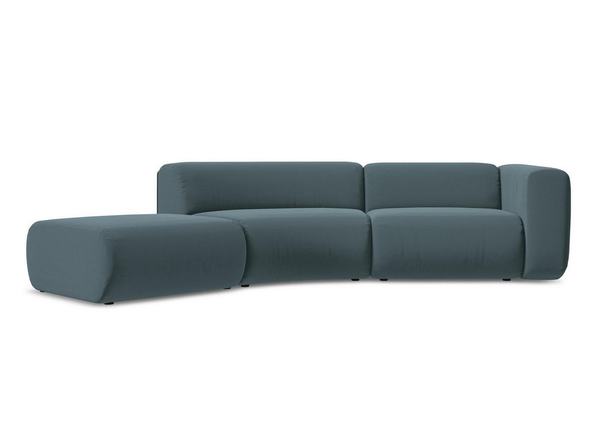 4-SITZER-SOFA Samt Stoff Blau - Blau/Petrol, Kunststoff/Textil (335/70/166cm) - Makamii