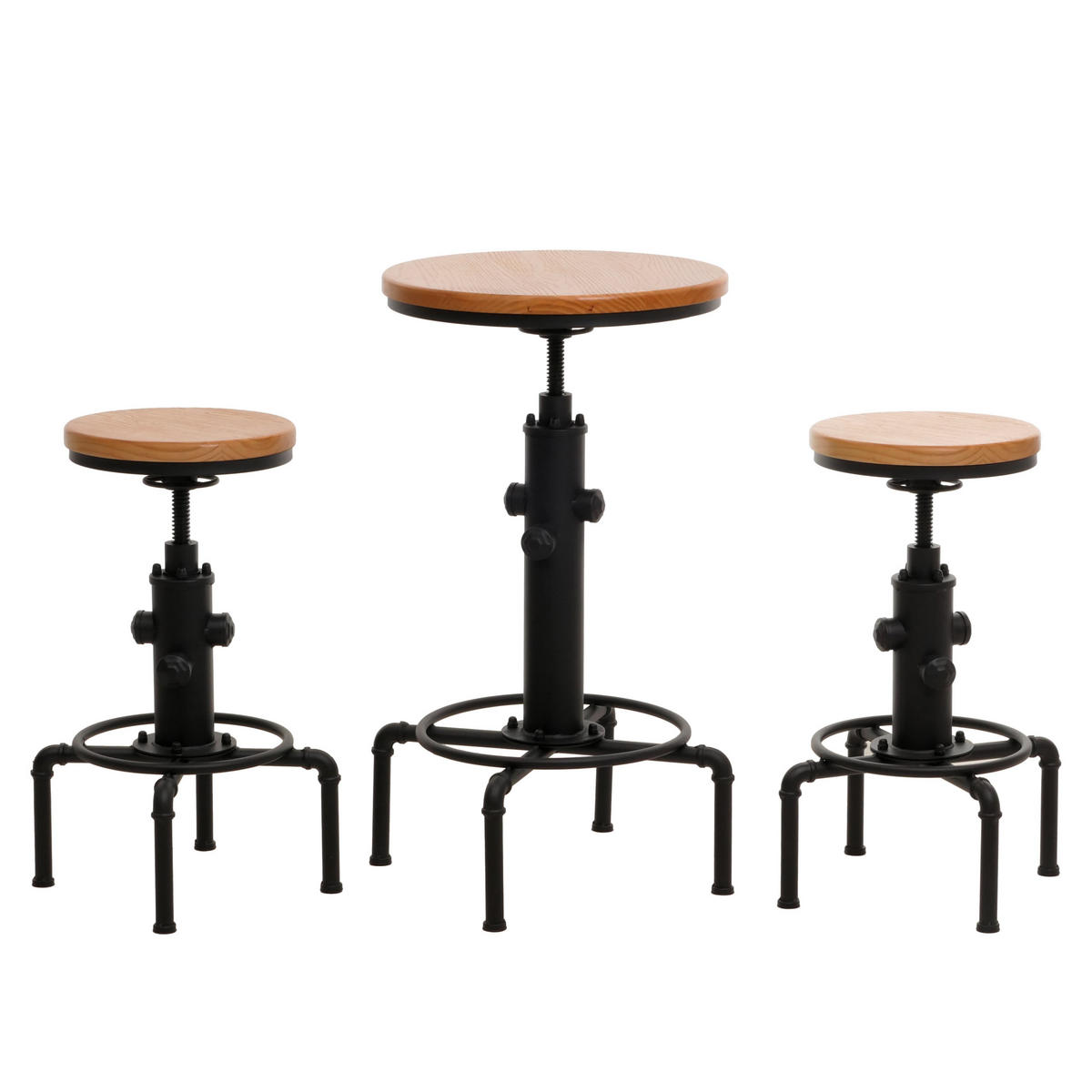 BARTISCH-SET rund Hellbraun 3er-Set - Hellbraun, Holz (40/104/40cm) - MCW