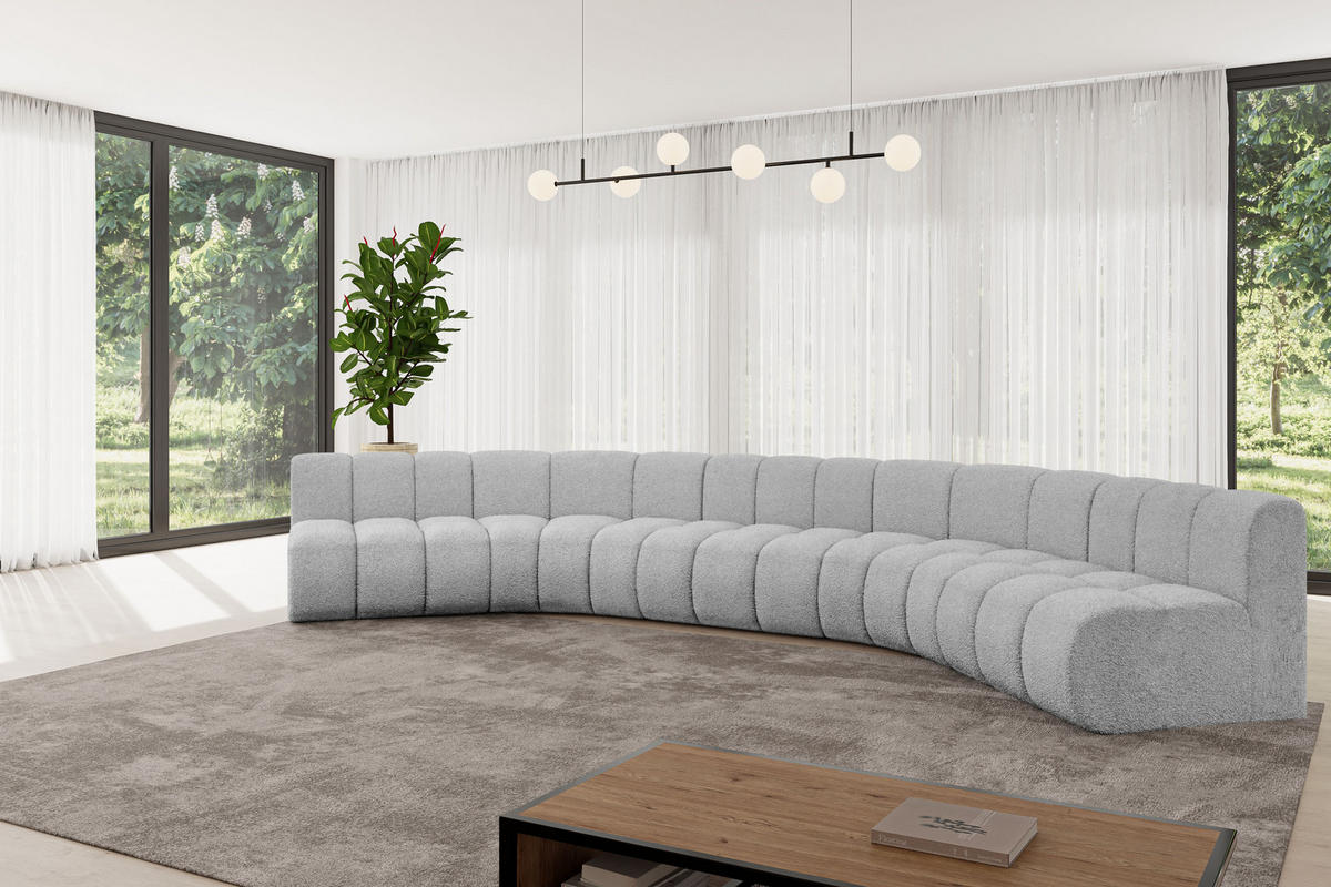 WOHNLANDSCHAFT modulares Sofa Montra-U1 - 490x174x70 cm Hellgrau - Hellgrau, Holzwerkstoff/Textil (490/70/174cm) - ALTDECOR