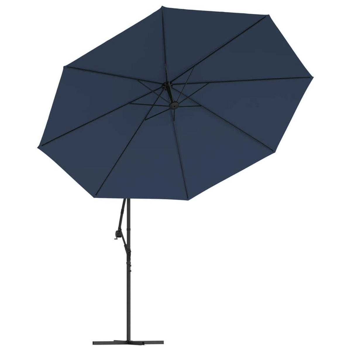 SONNENSCHIRM rund MARC 350cm Blau | UV-Schutz, Kurbelsystem | Ampelschirm rund - Blau, Metall (350/350cm) - DELUKE