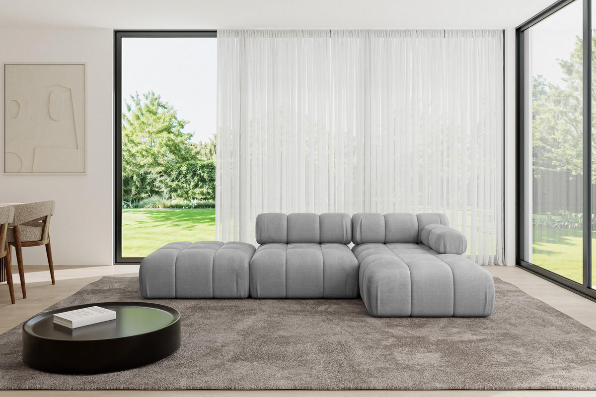 ECKSOFA modulares Sofa Lizur-L1 - 285x160x70 cm Hellgrau Velours - Hellgrau, Holzwerkstoff/Textil (285/160cm) - ALTDECOR