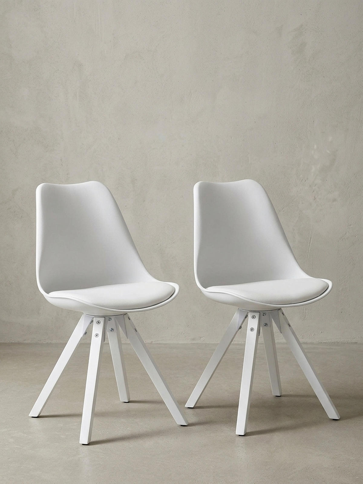 ESSZIMMERSTUHL 2er Set Kunstlederbezug mit Holzgestell Modern gepolstert, Weiß 52x49x87 cm - Weiß, Holz/Kunststoff (52/87/49cm) - KADIMA DESIGN