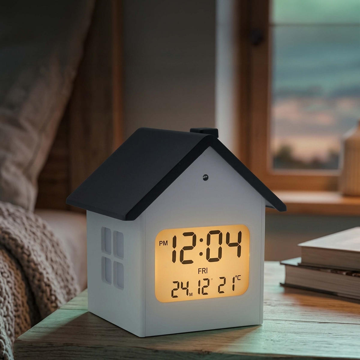 VÄCKARKLOCKA vit grå digital bakgrundsbelysning snooze - Vit, Glas/Plast (9/9.5/7.5cm) - Relaxdays