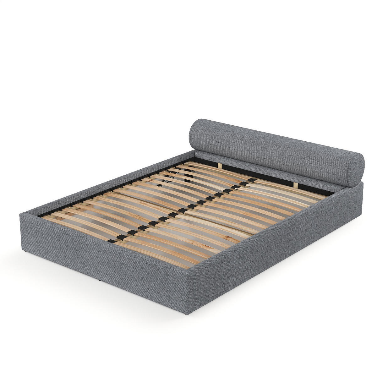 POLSTERBETT Solvo mit Stauraum 180/200 cm Grau im Neve Stoff - Schwarz/Naturfarben, Holz/Holzwerkstoff (180/200cm) - AltaBeds