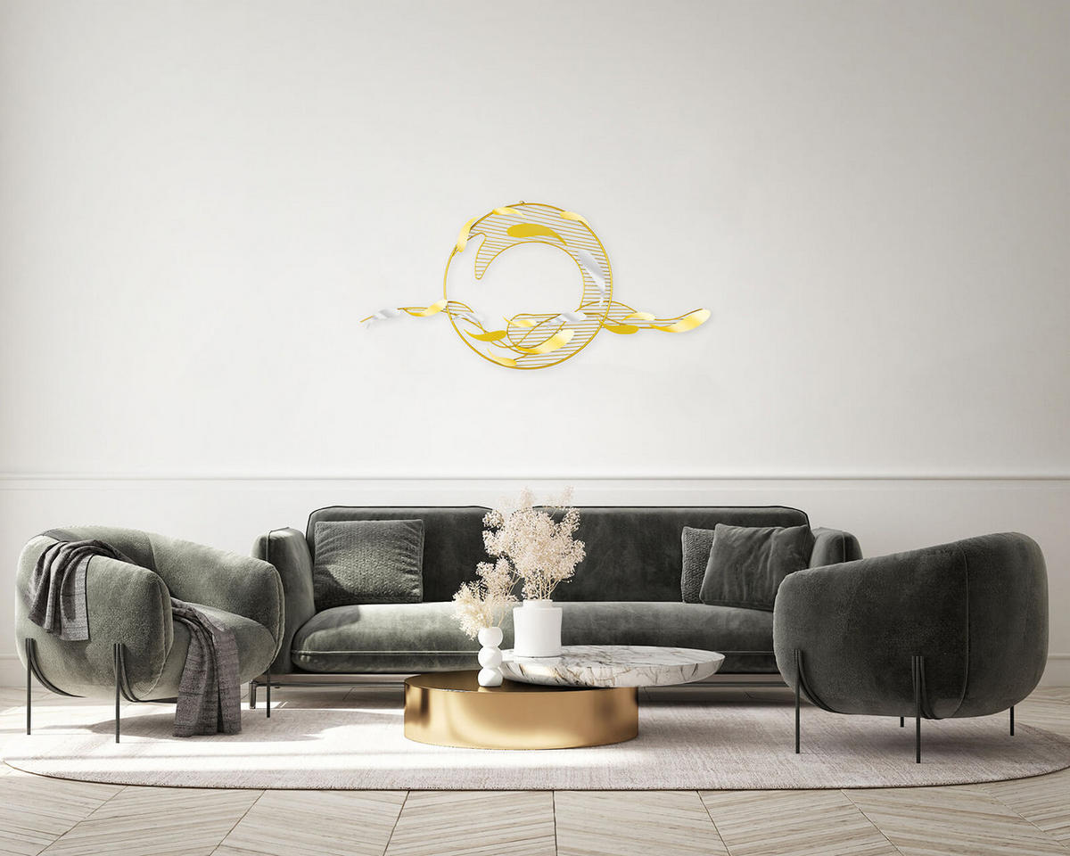 WANDDEKO Gold 121/53 cm - Goldfarben/Kupferfarben, Metall (3.2/53/6cm) - KUNSTLOFT