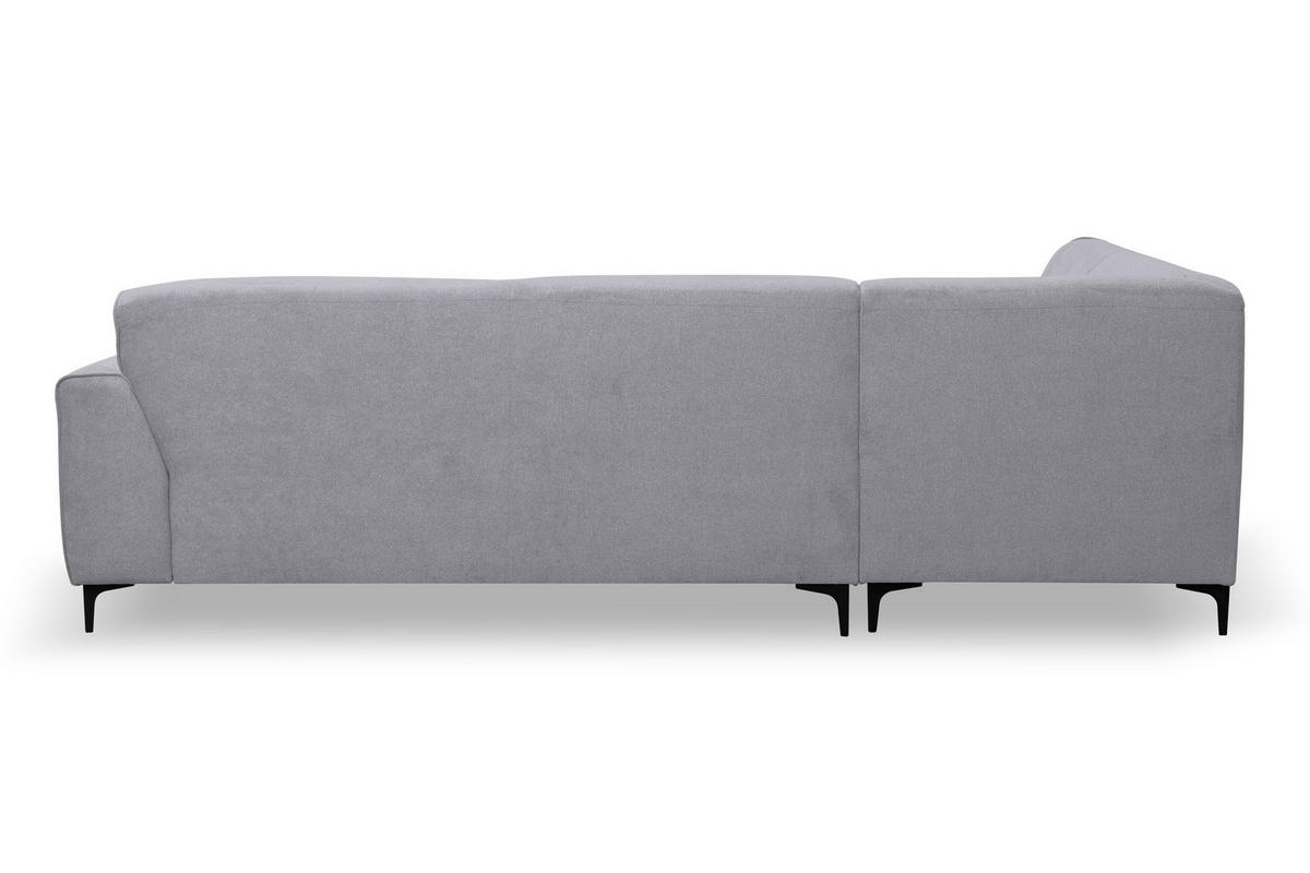 ECKSOFA Mula in L-Form, Coach Farbe: Hellgrau, Velourstoff, Ottomane Links - Hellgrau, Textil (210/274cm) - VENASI MÖBEL