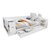 POSTEL s úložným prostorem 140/190 cm bílá z MDF s šuplíky a odkládacím prostorem - bílá, kompozitní dřevo (140/190cm) - OKWISH