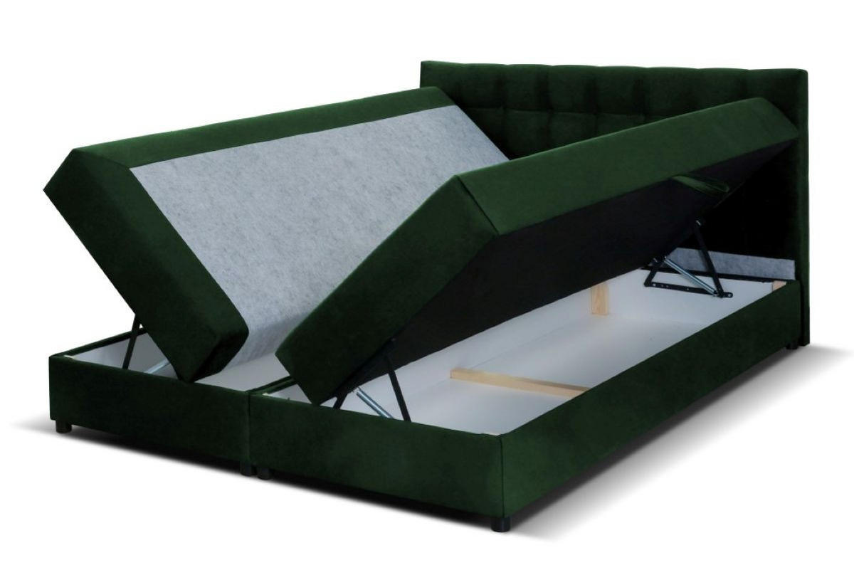 BOXBETT Malmo 200x200 cm mit Topper, zwei Bettkästen und Matratze, grün - Grün, Kunststoff (200/200cm) - Margaret Hadas24