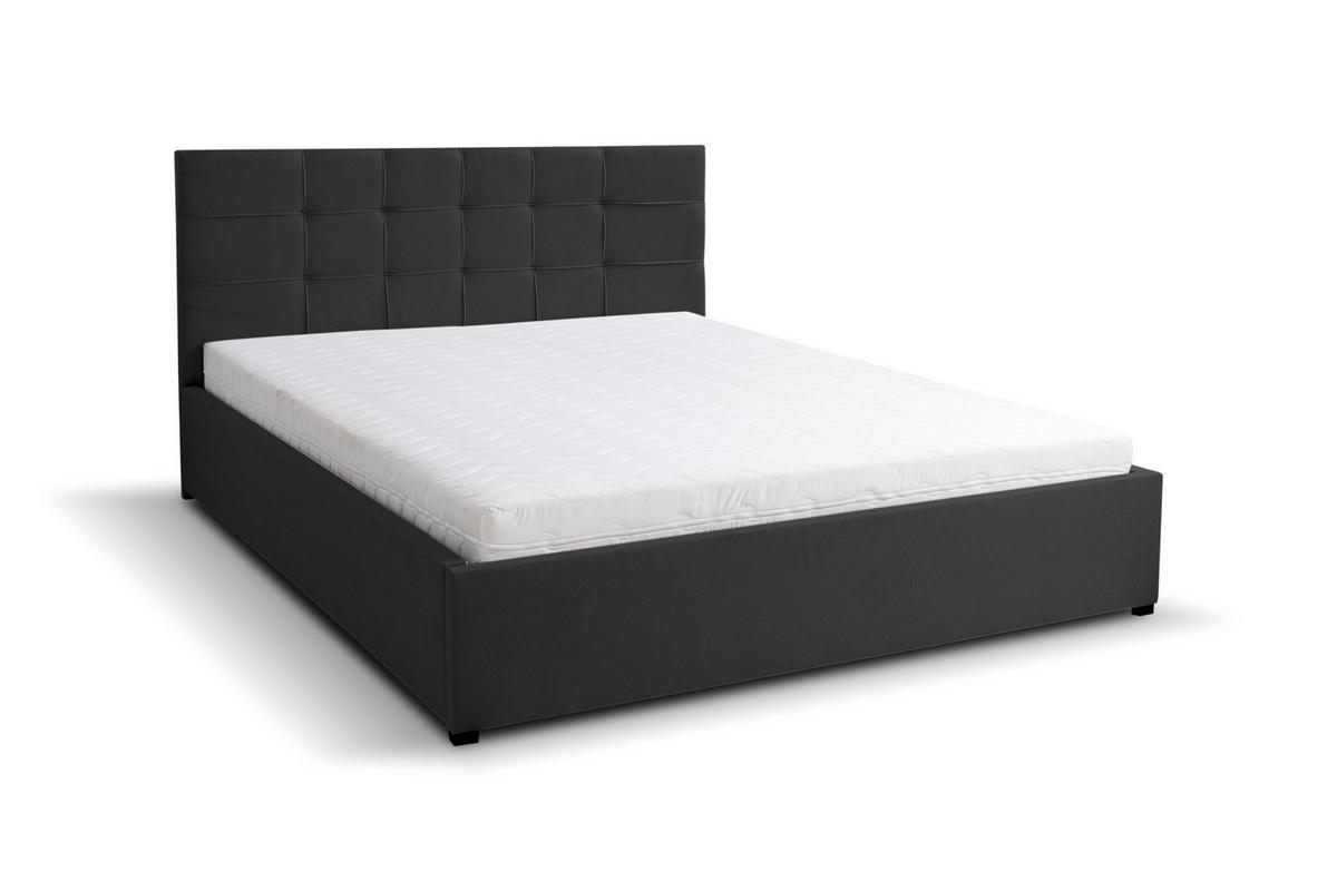 POLSTERBETT JESSA mit Kopfteil, 180 x200 cm, Doppelbett mit Bettkasten und Lattenrost aus Velourstoff, Velourstoff, Frabe: Schwarz - Schwarz, Holz/Kunststoff (180/200cm) - VENASI MÖBEL