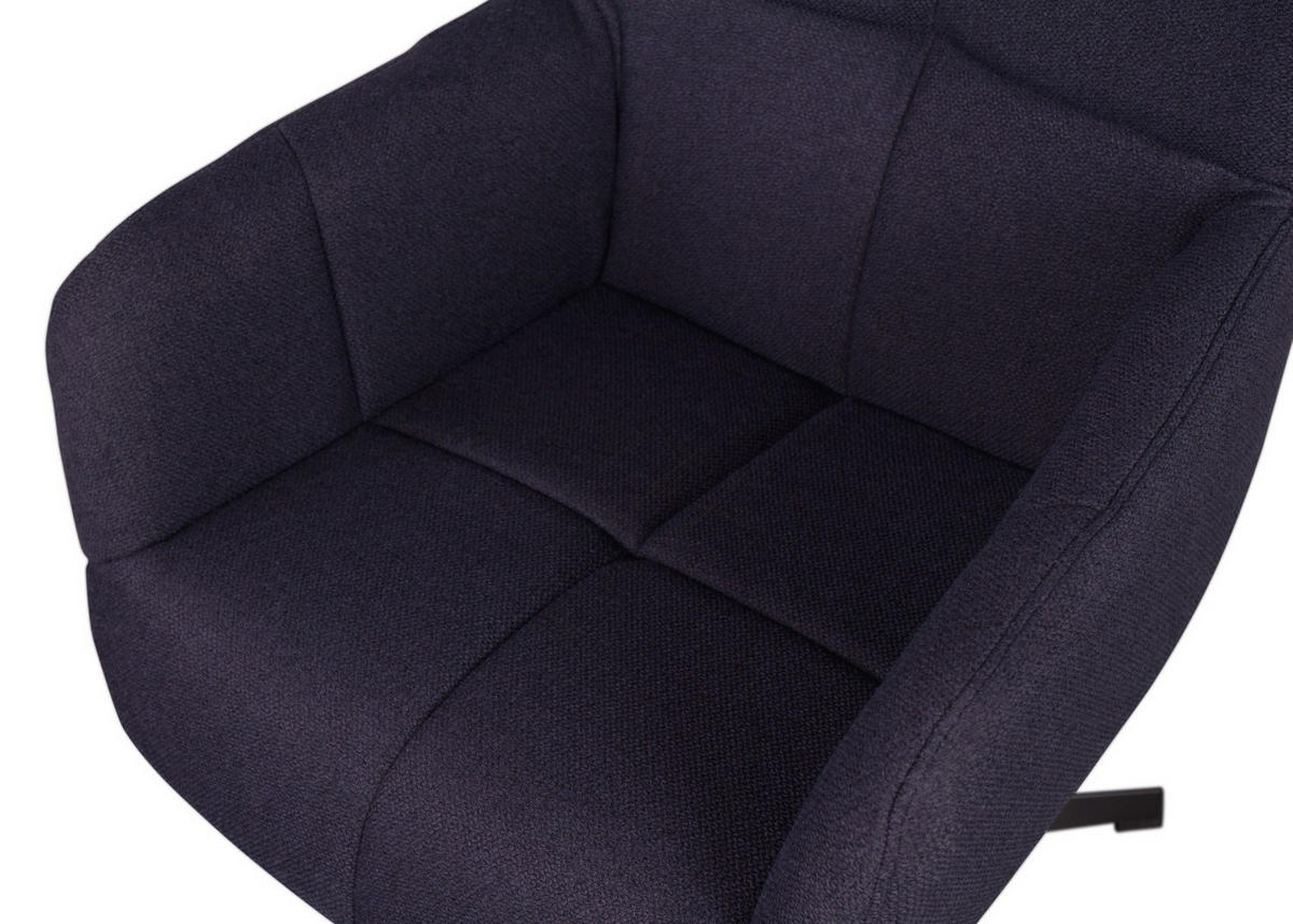 OHRENSESSEL-SET Sava inkl. Fußhocker - drehbar - dunkelblau - Schwarz/Dunkelblau, Textil/Metall (87/104/74cm) - bene living