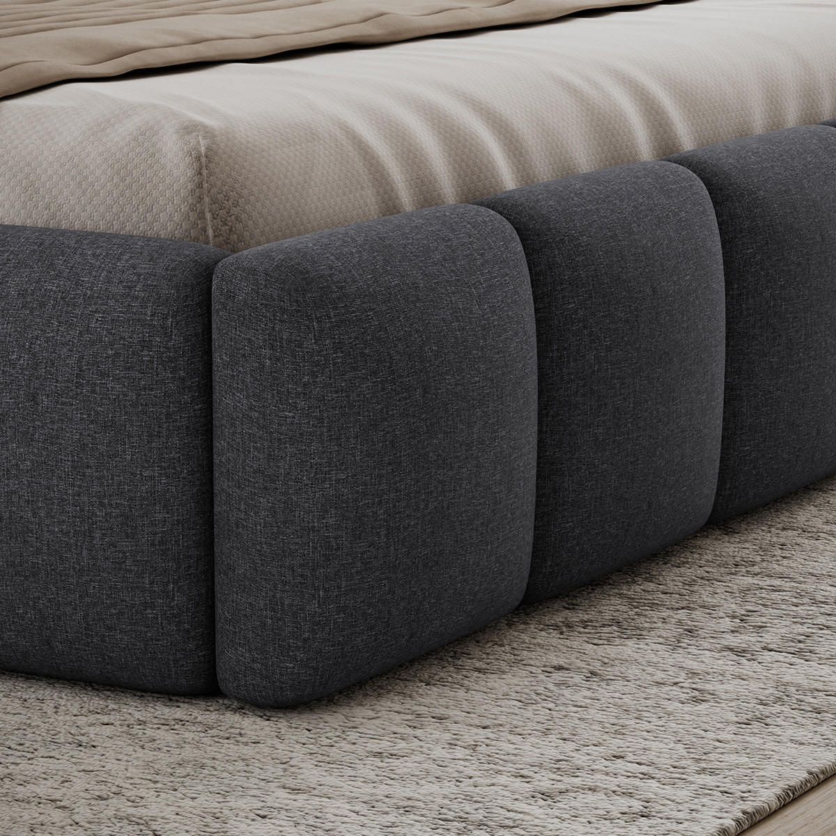 BOXSPRING POSTEL 160/200 Klaus Tmavě šedá - šedá, dřevo (160/200cm) - Petits-meubles